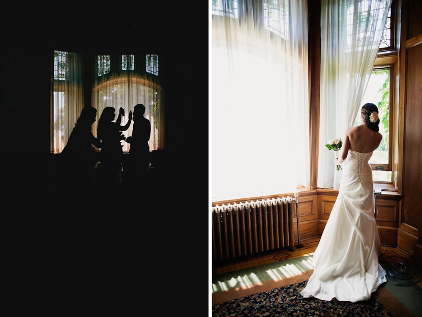 final bridal preparations in bride's room at hatley castle