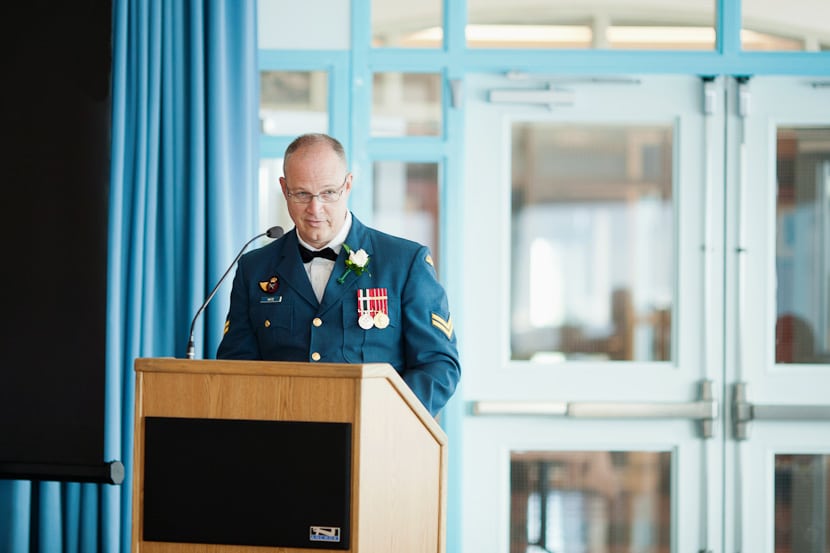 groom's RCMP father in blue suit