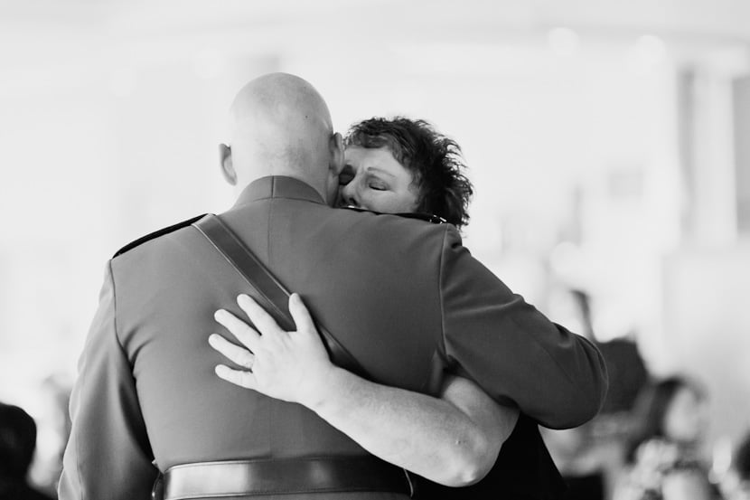mother and son dance at rcmp wedding reception