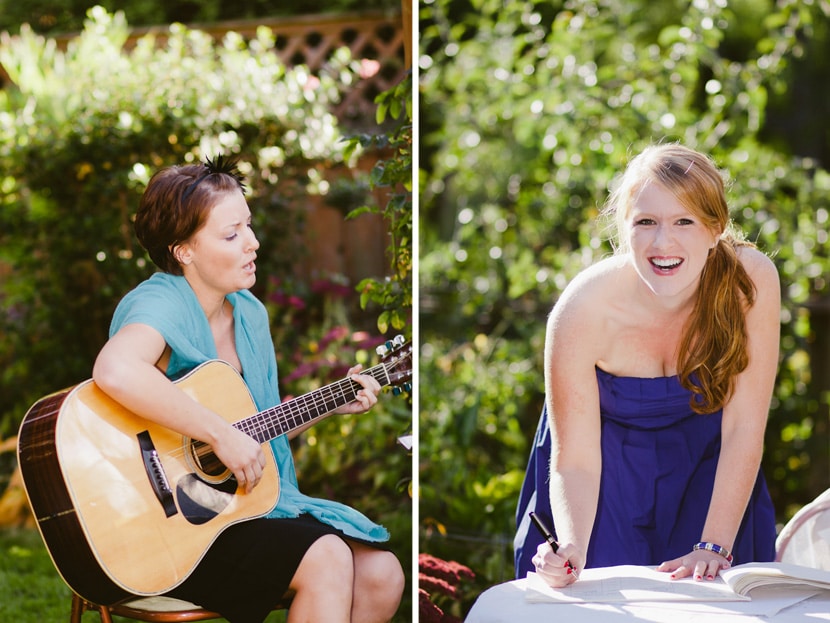 female guitar player at backyard wedding victoria bc
