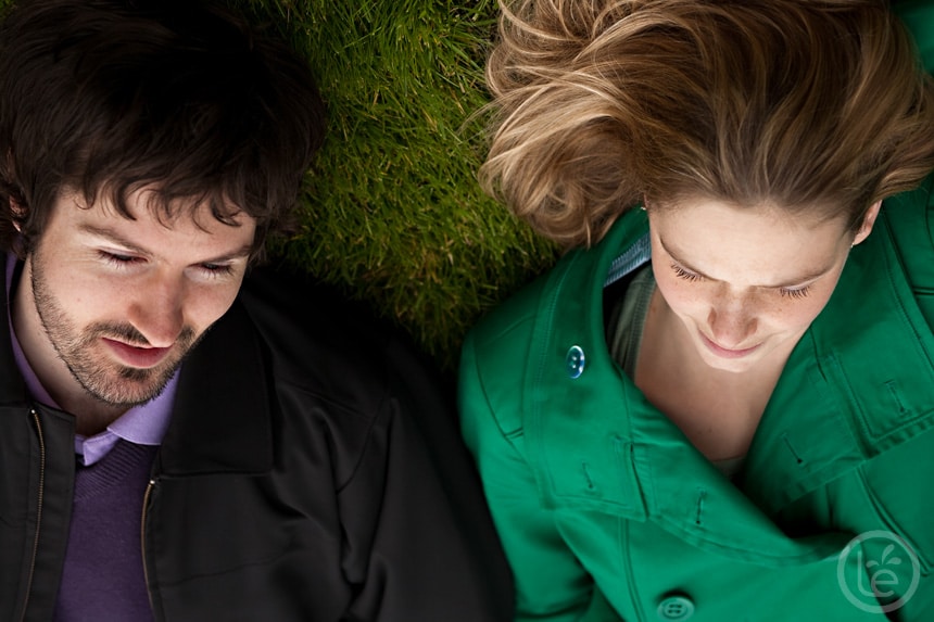 engagement photographs on grass