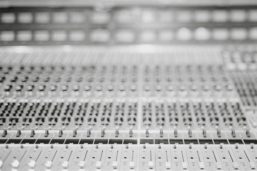 tilt shift mixing board photo