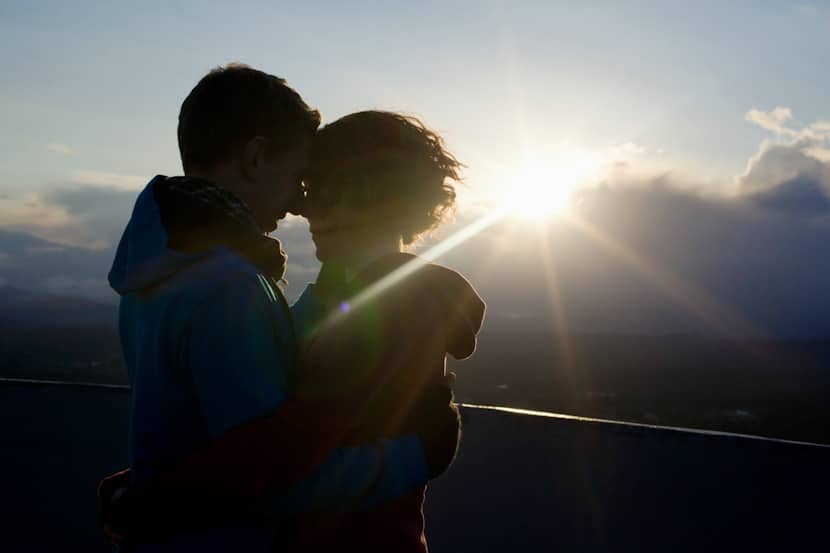 silhouette couple portrait in victoria bc