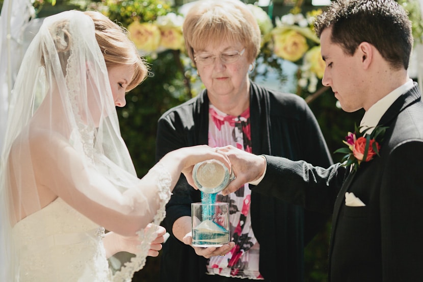 sand ceremony during wedding in victoria bc