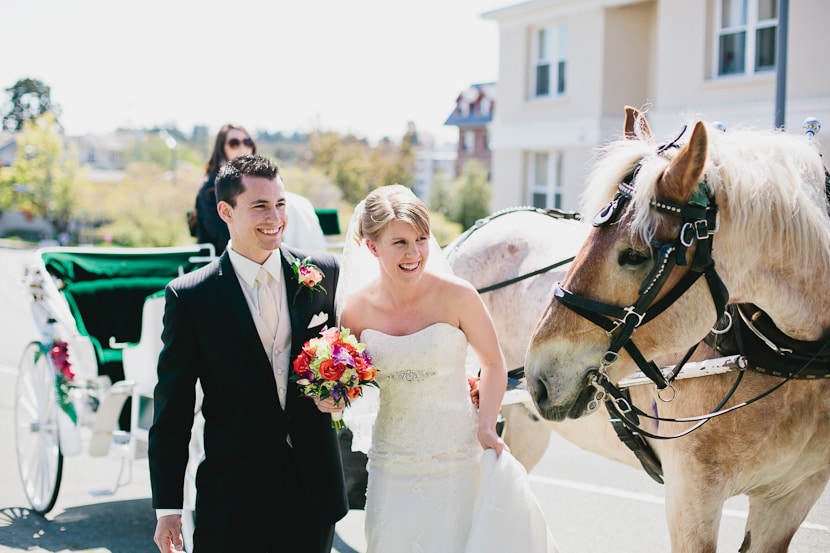 bride and groom laughing during victoria bc wedding