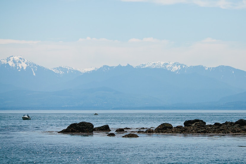 view of mountains from east sooke park beach