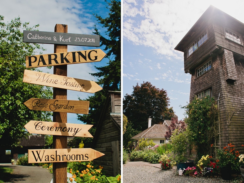 diy directional sign for wedding ceremony