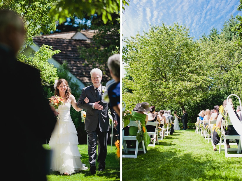 bride walks down aisle at starling lane winery wedding ceremony