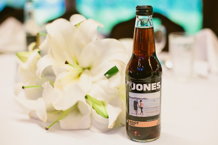 jones soda bottle with engagement photo wedding favour