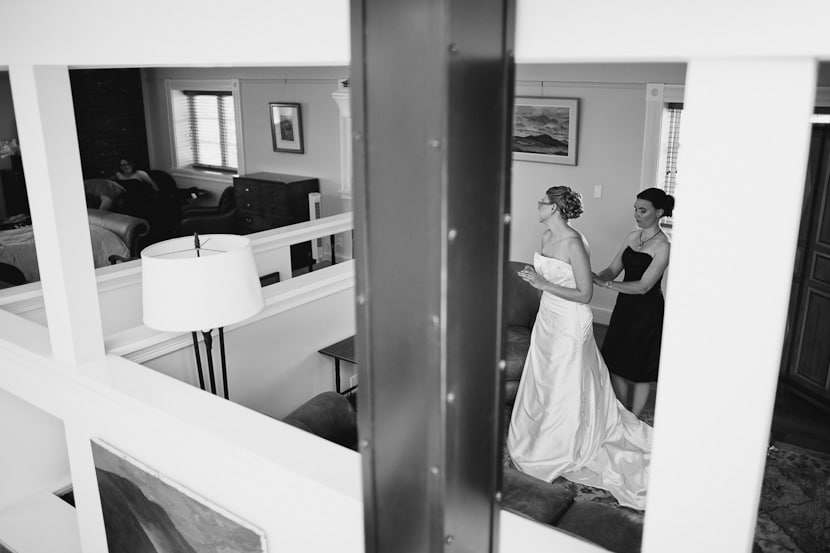 bride getting ready at swan's suite hotel victoria bc