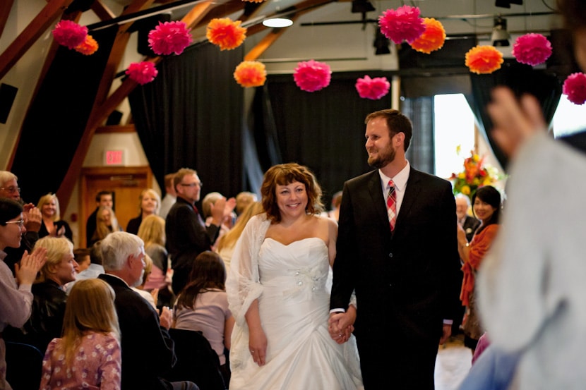 bride and groom recessional at pender island wedding