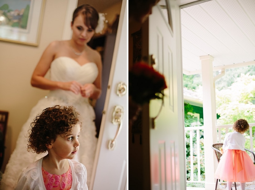 bride and daugther await wedding ceremony