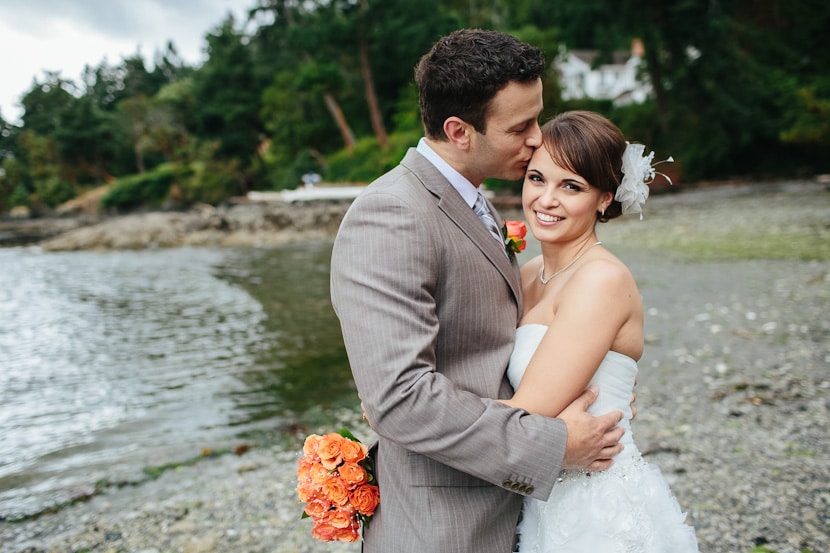 wedding portraits on deep cove beach