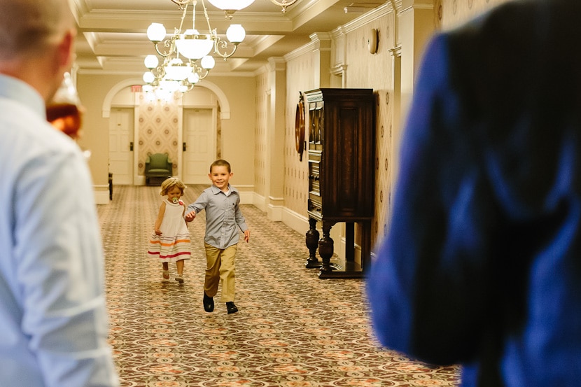 children running in hall at fairmont empress hotel