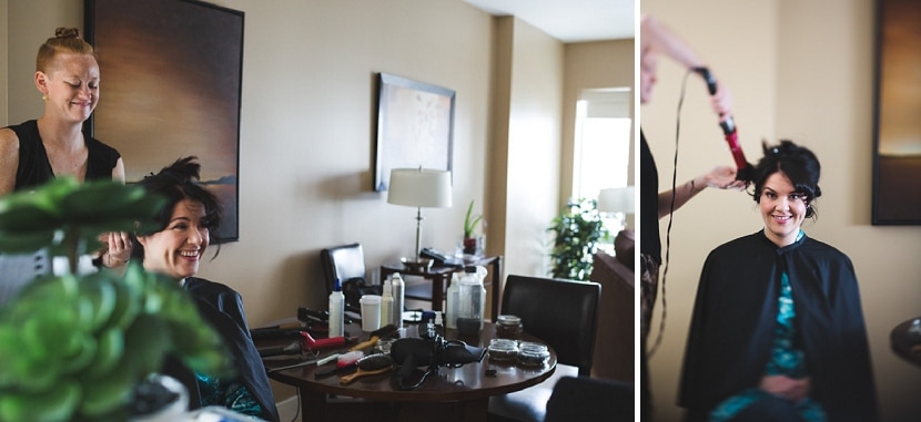 bride getting her hair done by Elena Roberts at Parkside Victoria