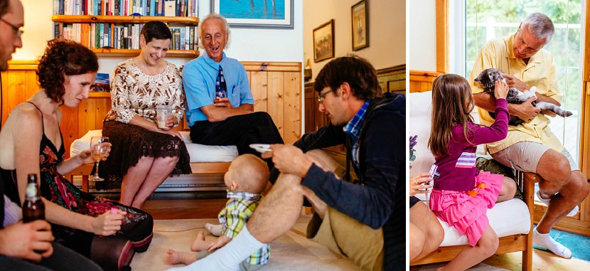 Even at a wedding, the baby is the center of attention with the guests!  And the resident cat gets some love too.