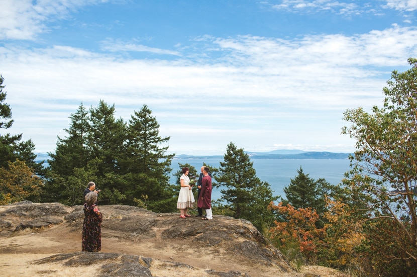 wide angle photo of mountain top elopement