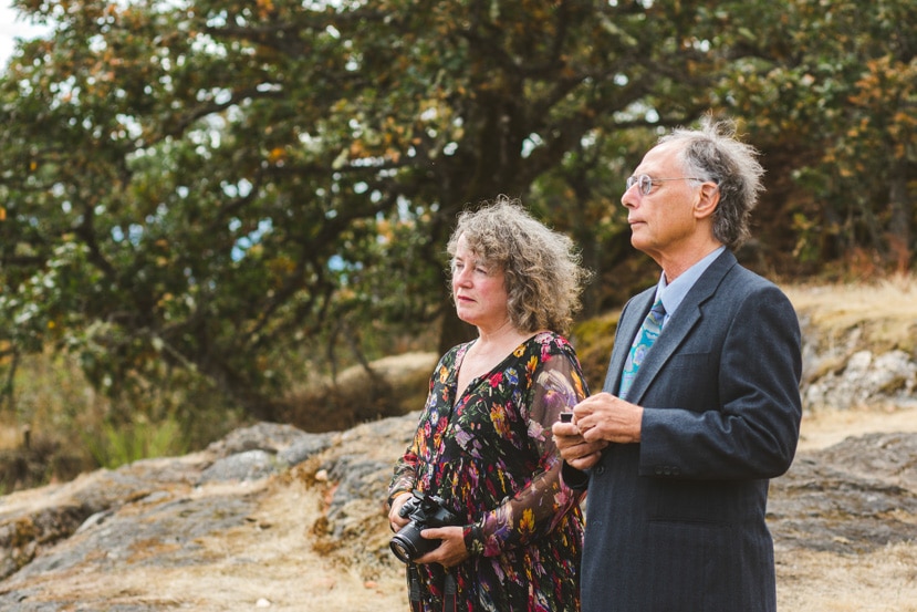 bride's parents watch wedding ceremony