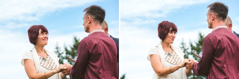 ring exchange during mountain top elopement ceremony