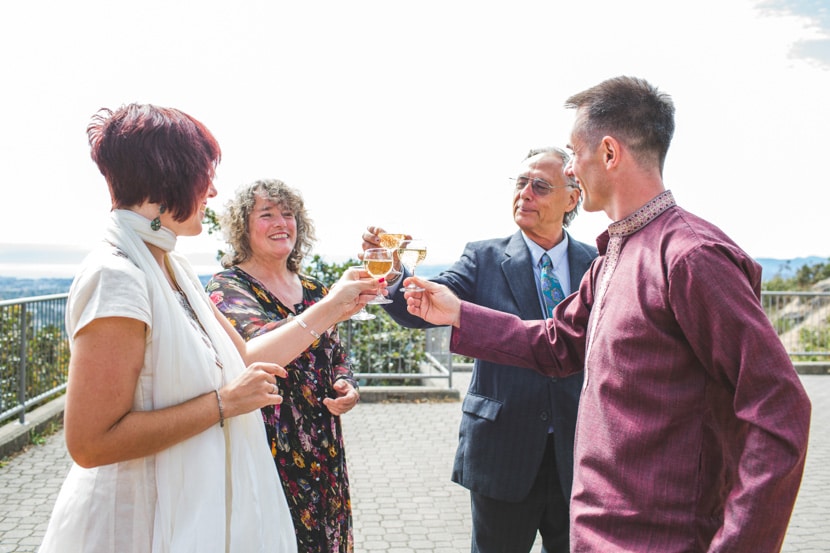 wedding toast on top of mount doug