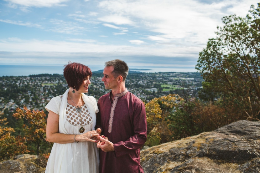 romantic mountaintop couple portrait