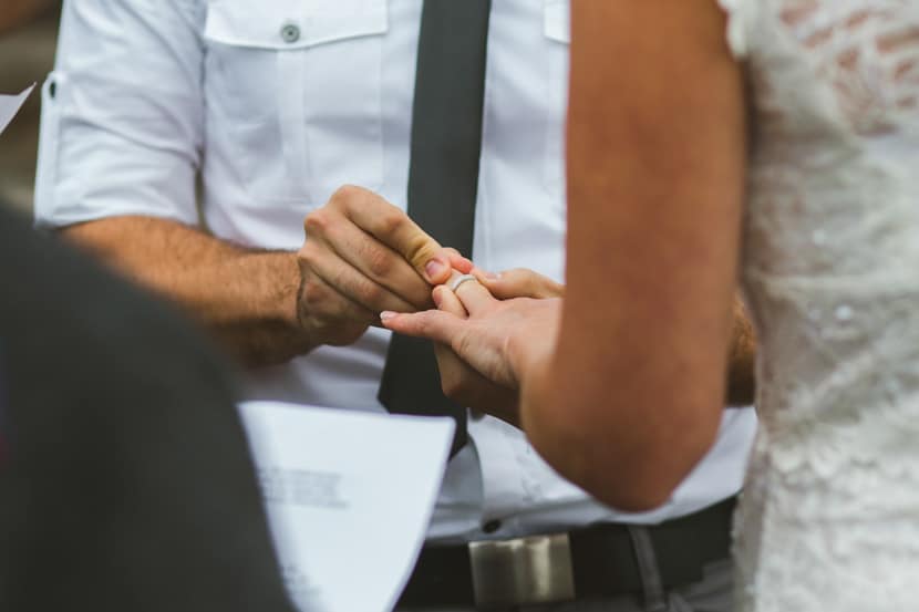 The exchange of rings, Galiano beachfront wedding