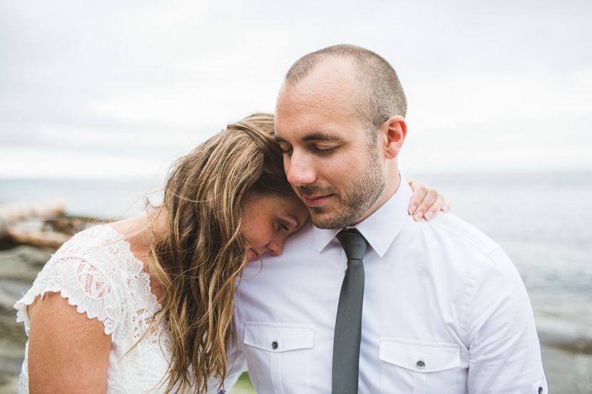 A tender moment post-wedding ceremony