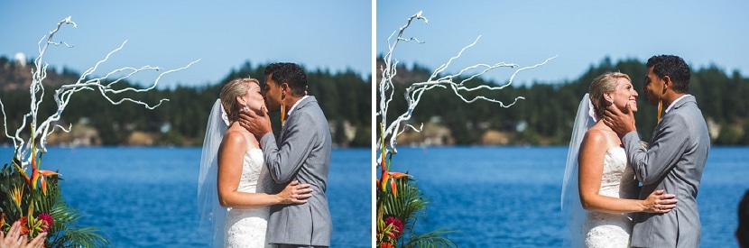first kiss at prospect lake dock wedding