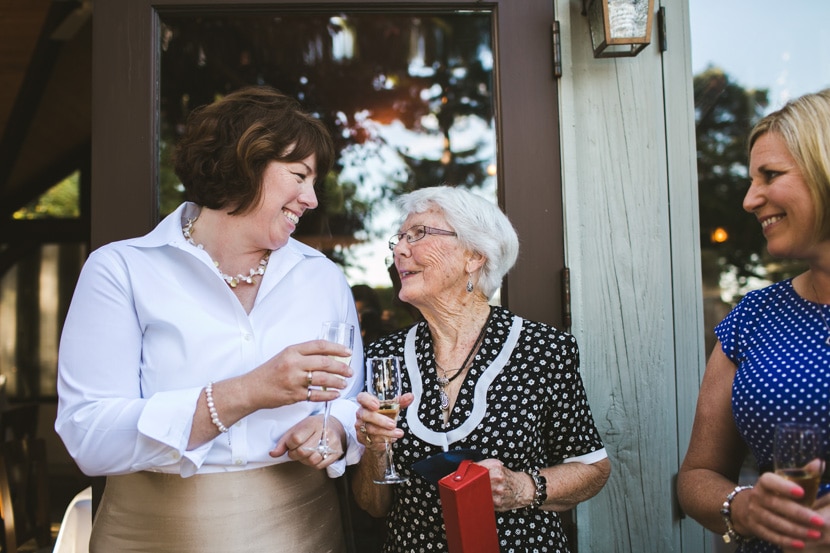 family during wedding cocktail hour