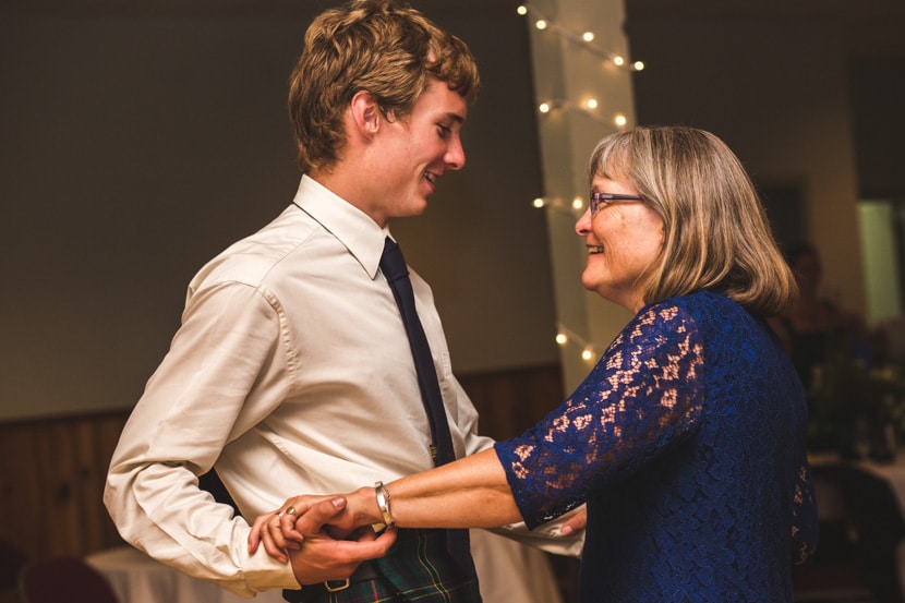 bride's family dances at wedding reception