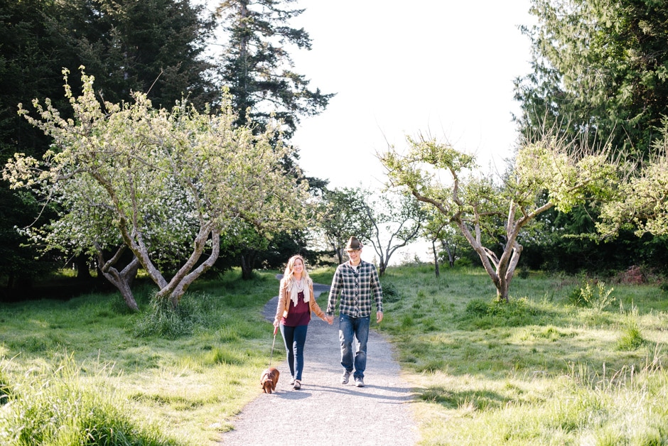 east sooke park engagement with dog