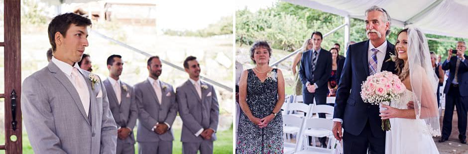 groom seeing bride walk down aisle