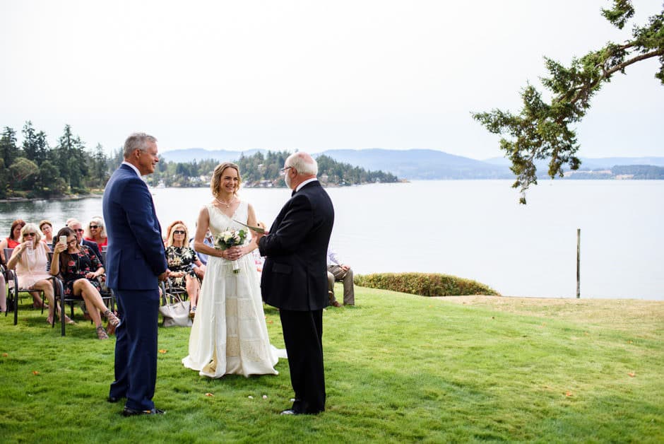 oceanfront wedding ceremony in deep cove, north saanich