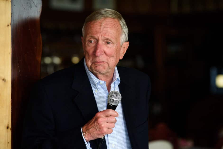 guest giving emotional speech at wedding reception