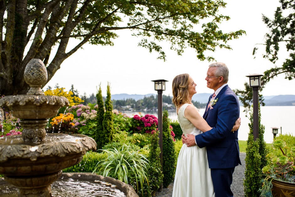 wedding portrait at deep cove chalet in victoria, bc