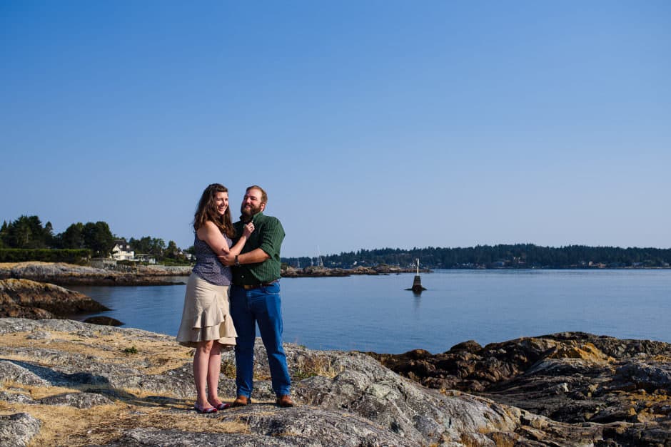 oceanfront engagement portrait at cattle point