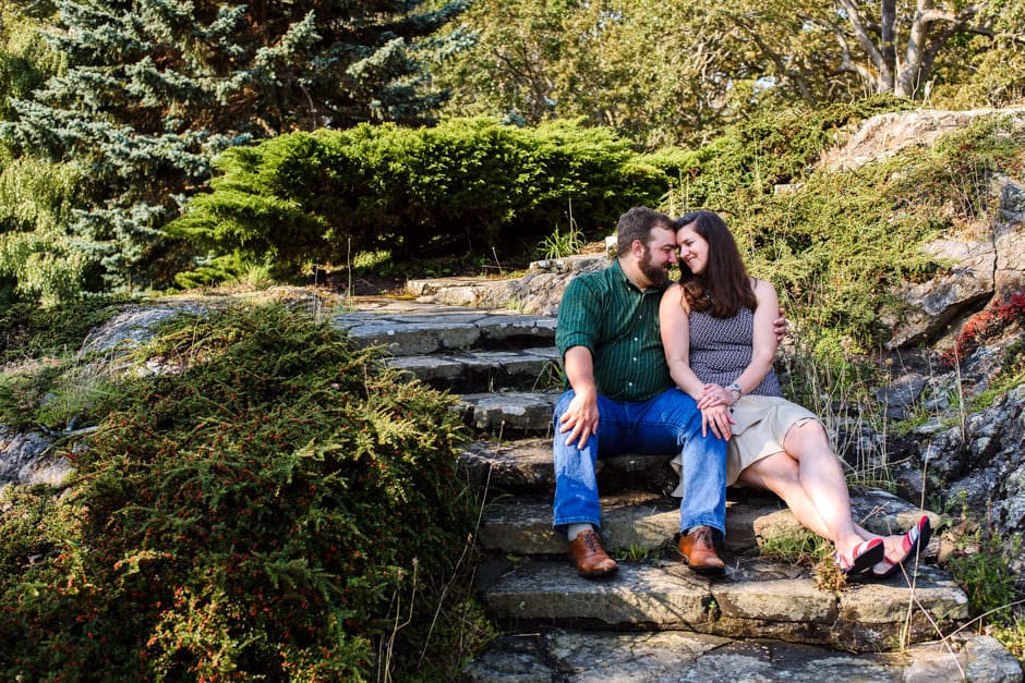 cuddling on the steps at uplands park