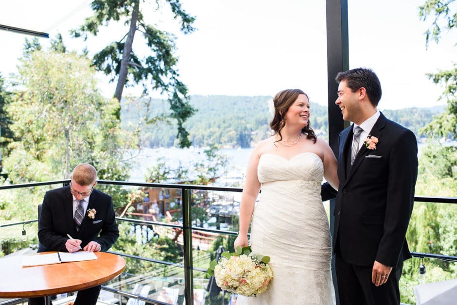 couple smiling during registry signing