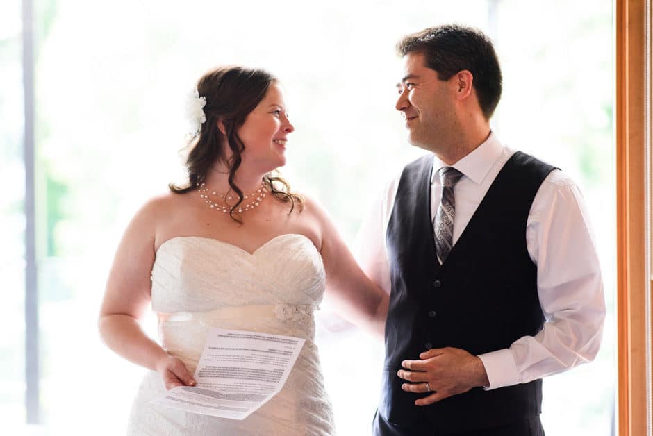 couple giving toast at wedding