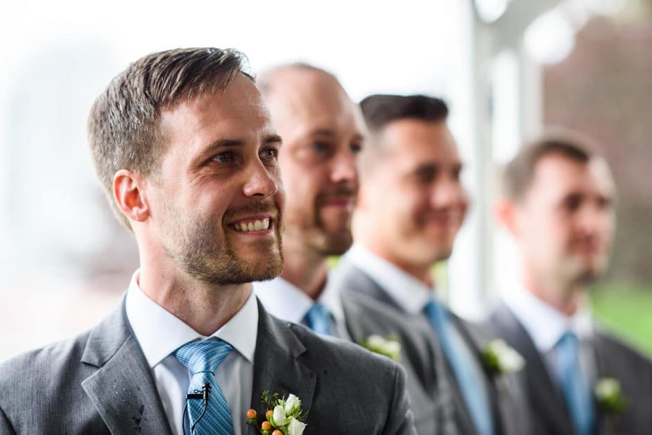 groom seeing bride during ceremony