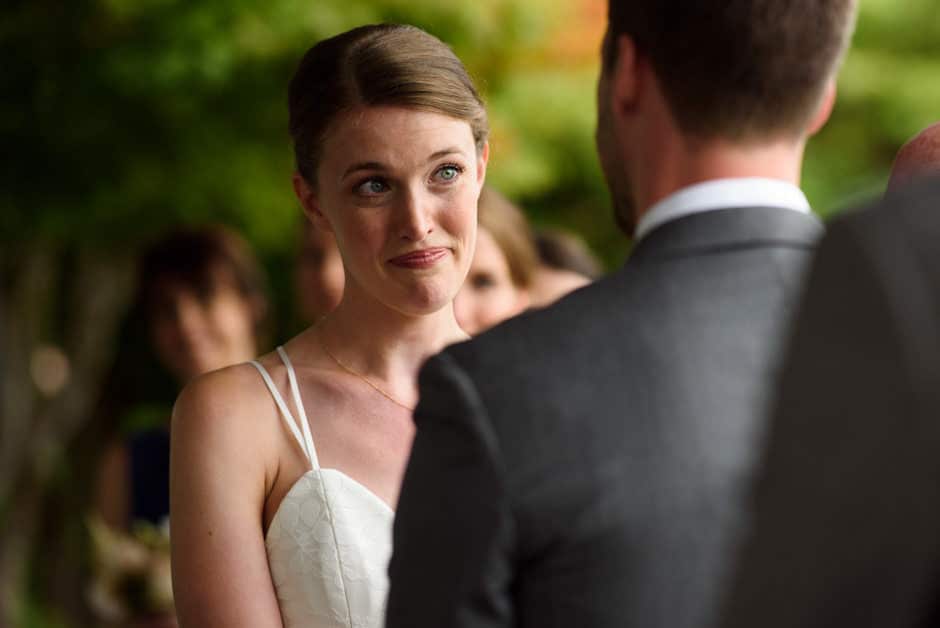 bride crying during wedding ceremony