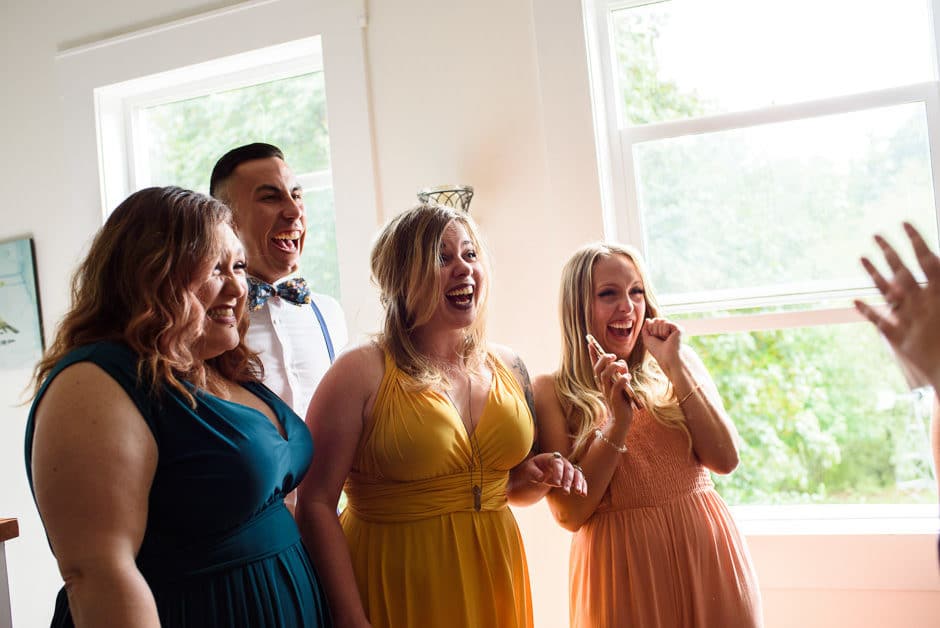 bridal party freaking out over bride's makeup