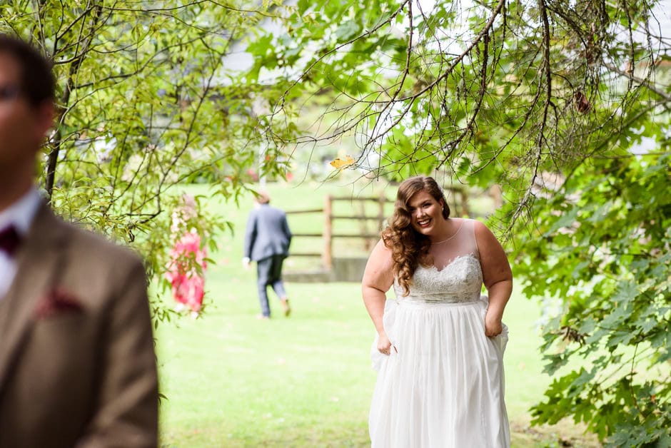 bride approaching first look