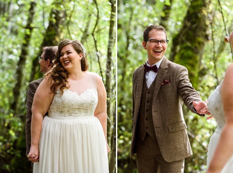 groom seeing bride during first look