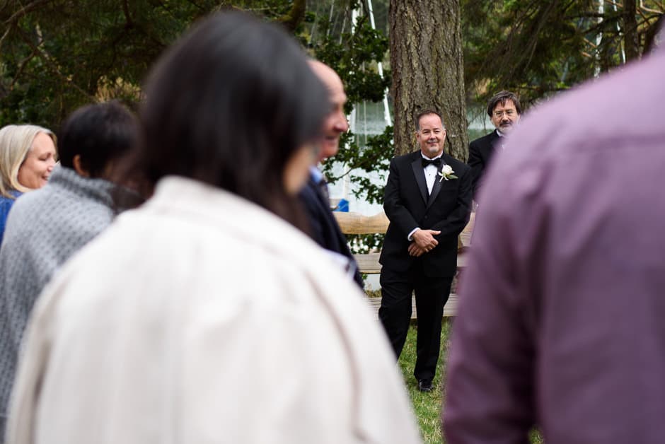 groom seeing bride at ceremony