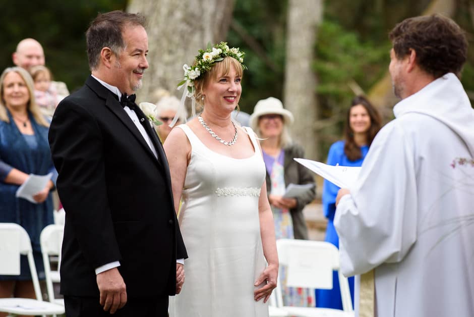 bride and groom during religious ceremony at pearson college