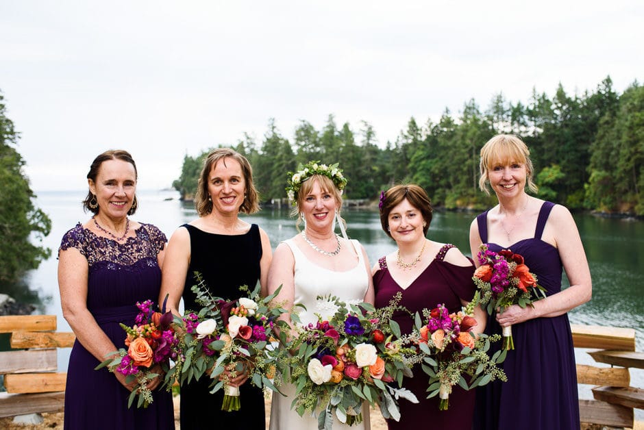 bridal party with flowers at pearson