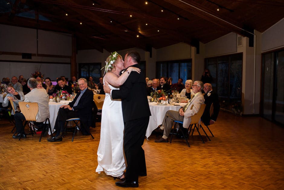 couple kissing during first dance