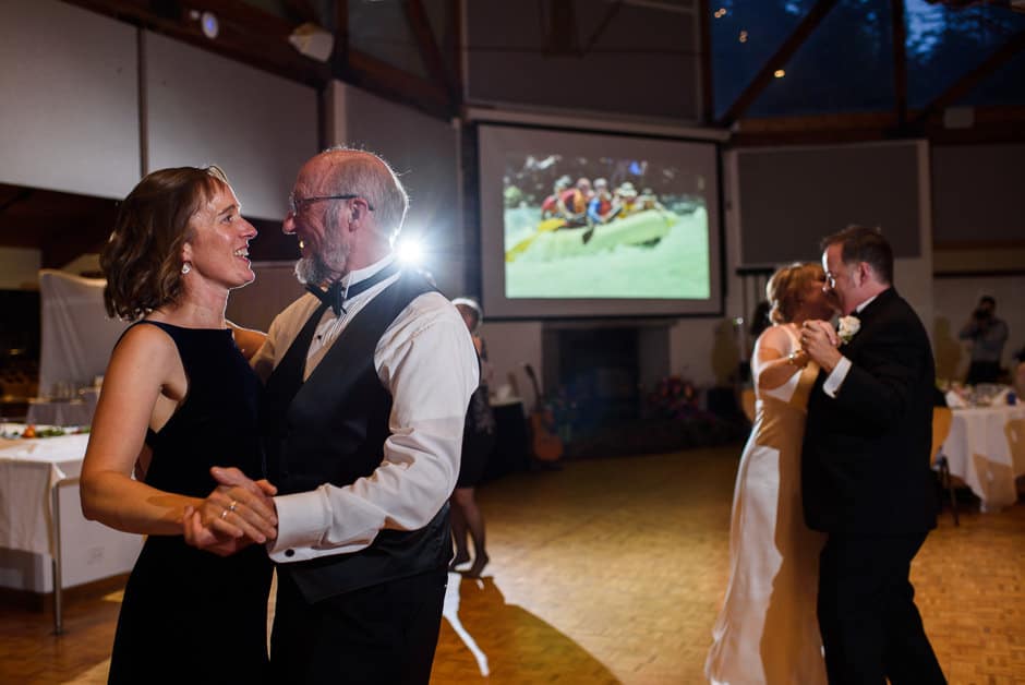 father and sister dancing at wedding