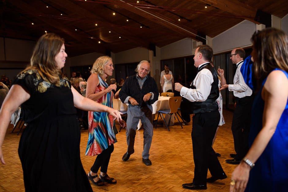 guests dancing at pearson college wedding